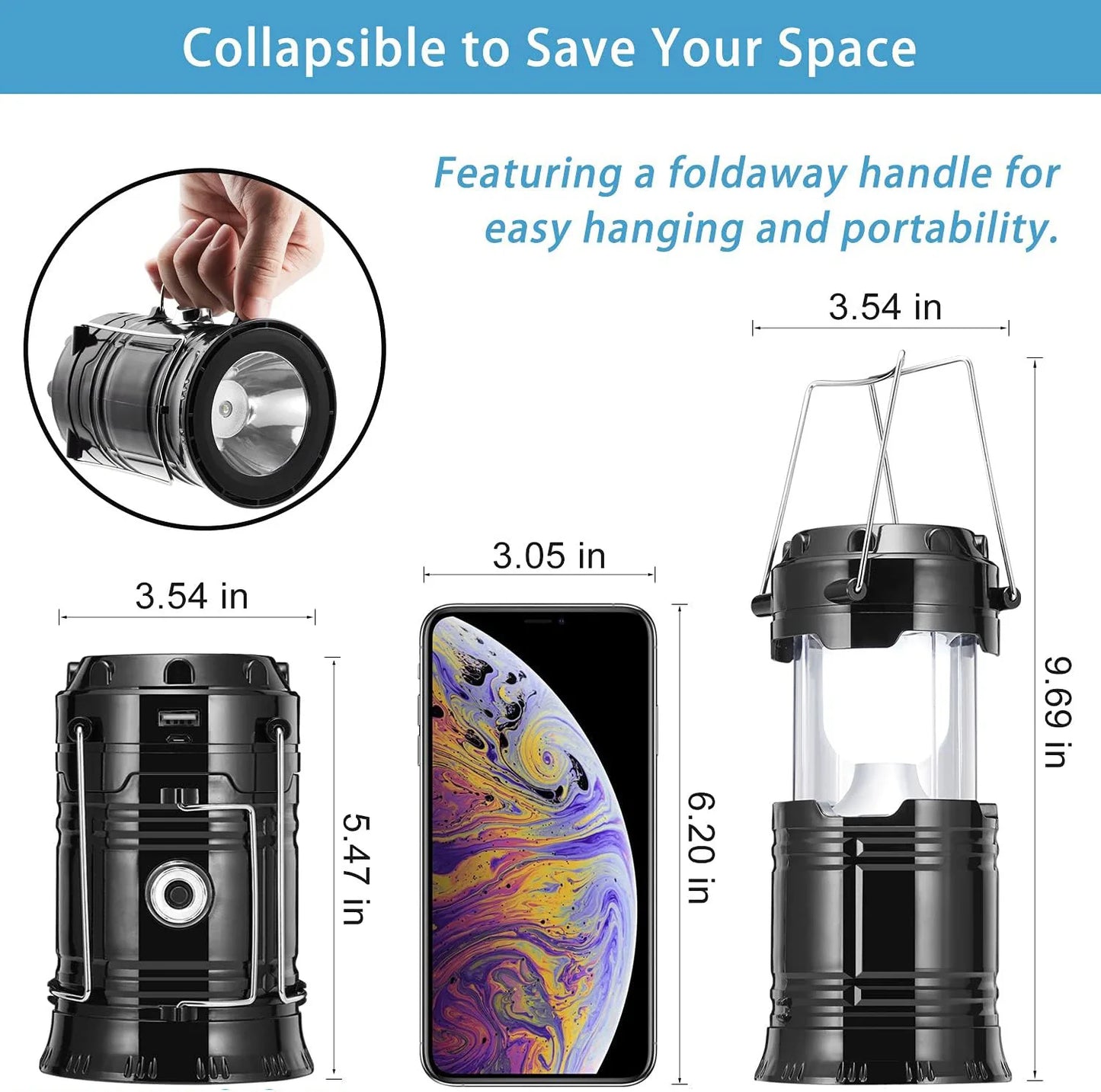 Solar Camping Lights COB Tent Lamp Portable Emergency Flashlight USB Rechargeable Waterproof Strong Light Fishing Hiking Torch