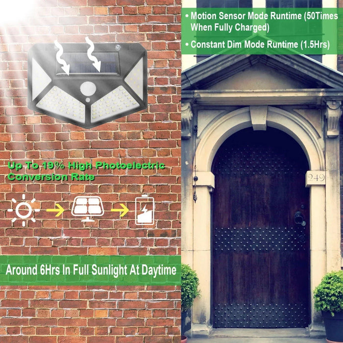 Solar Wall Lamp Outdoor 100LED Lampwaterproof Motion Sensor Solar Powered Sunlight Street Lamp Garden Railing Decorative Lamp