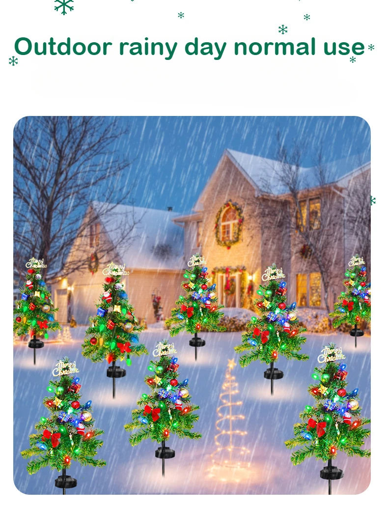 Solar Christmas Tree Garden Decorative Lights Lawn Lights Outdoor Led Snow Christmas Lights Garden