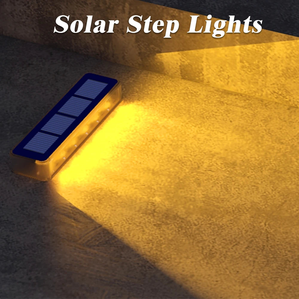 Solar Deck Lights Outdoor Waterproof LED Step Sidewalk Stair Garden Light IP68 Auto On/Off Solar Powered Dock Driveway Lighting