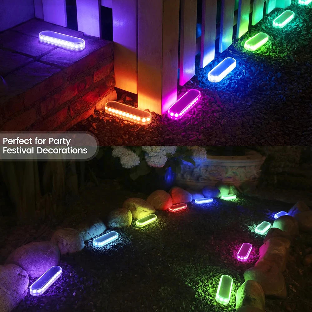 Solar Deck Lights Outdoor Waterproof LED Step Sidewalk Stair Garden Light IP68 Auto On/Off Solar Powered Dock Driveway Lighting