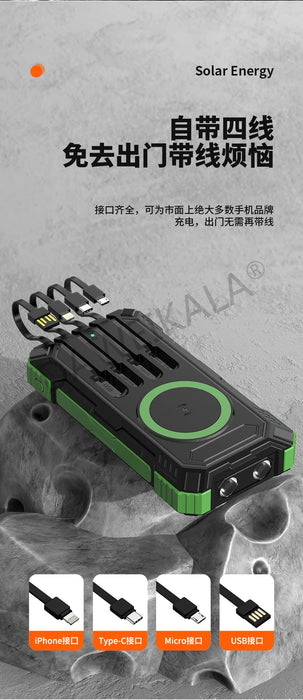 Solar panels Power bank Wireless charging solar phone charger 68000mAh with outdoor lighting Phone Charger 15W Wireless charging