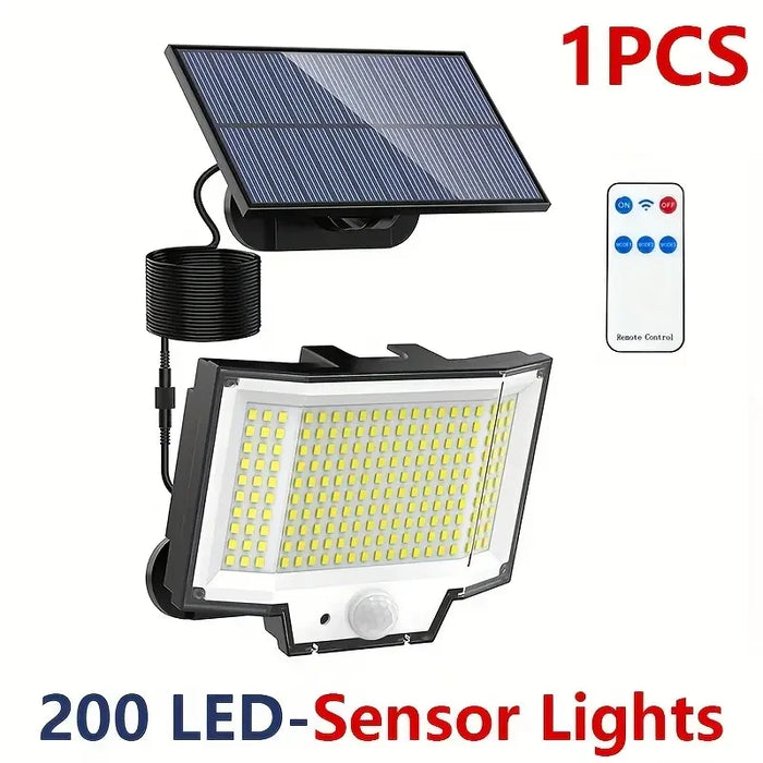 Solar Security Light 200 LED Motion Sensor, Waterproof Outdoor Garden Light with 3 Modes for Pathway Christmas Gifts