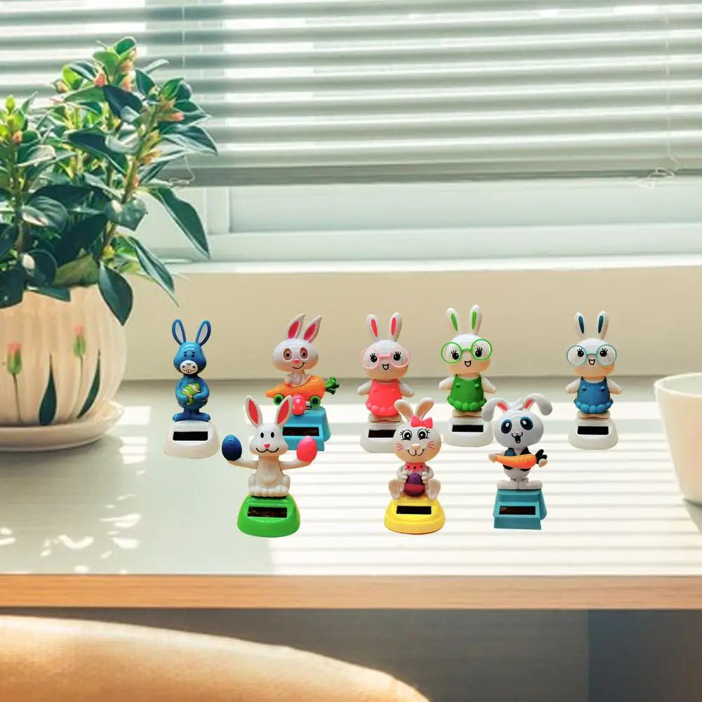 Solar Dancing toy Car Decoration Solar Energy Decoration Shaking Head Doll Cartoon rabbit Shape Decoration Home Ornaments