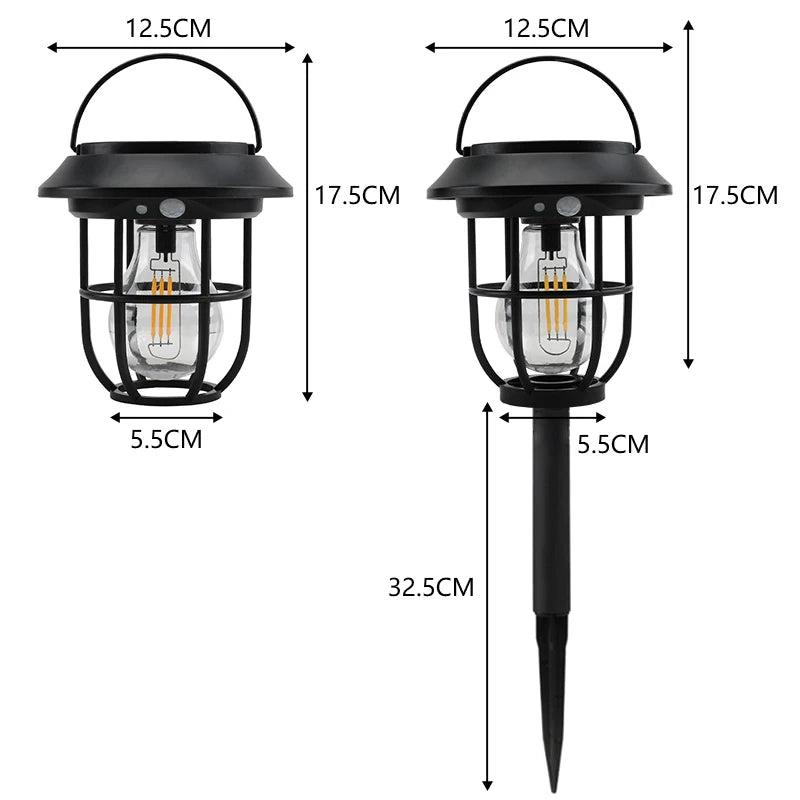 1200LM Warm Solar Camping Lights Lawn Lights Wall Lamps Solar Outdoor Lights Courtyard Garden Decoration Night Light Mood lights