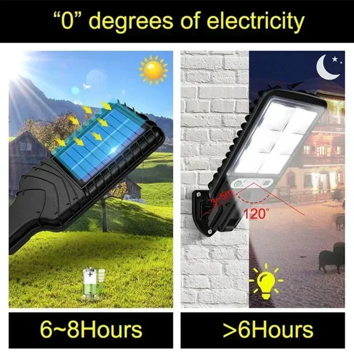 Solar Street Light Outdoor Waterproof Solar Spotlight 72COB 3 Light Modes PIR Motion Sensor Security Lamp for Path Yard Garden