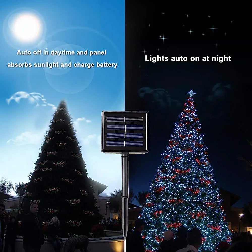 100LED Solar String Lights Outdoor Waterproof Fairy Lights String 8 Mode for Home Gardens Wedding Party Xmas Outdoor Tree Decor