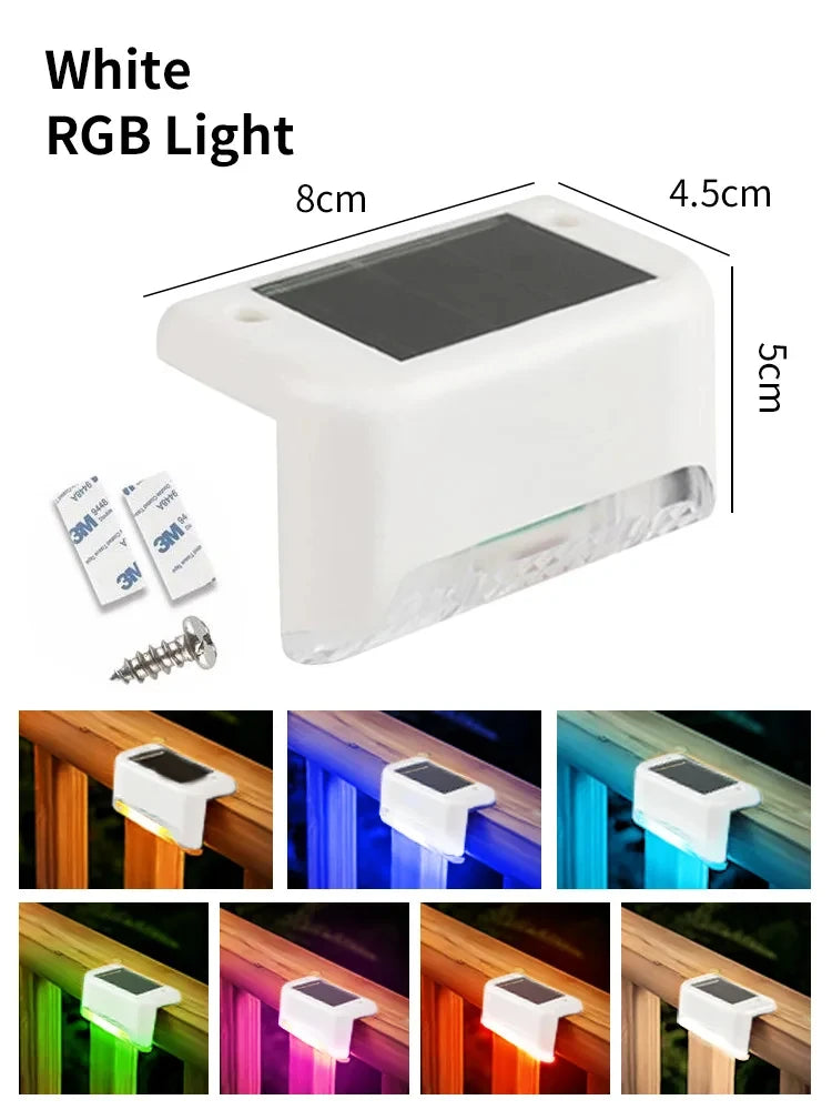 LED Solar Step Lights Outdoor Fence Light Garden Decorative Wall Lamp Waterproof For Courtyard Yard Pathway Railing Lighting