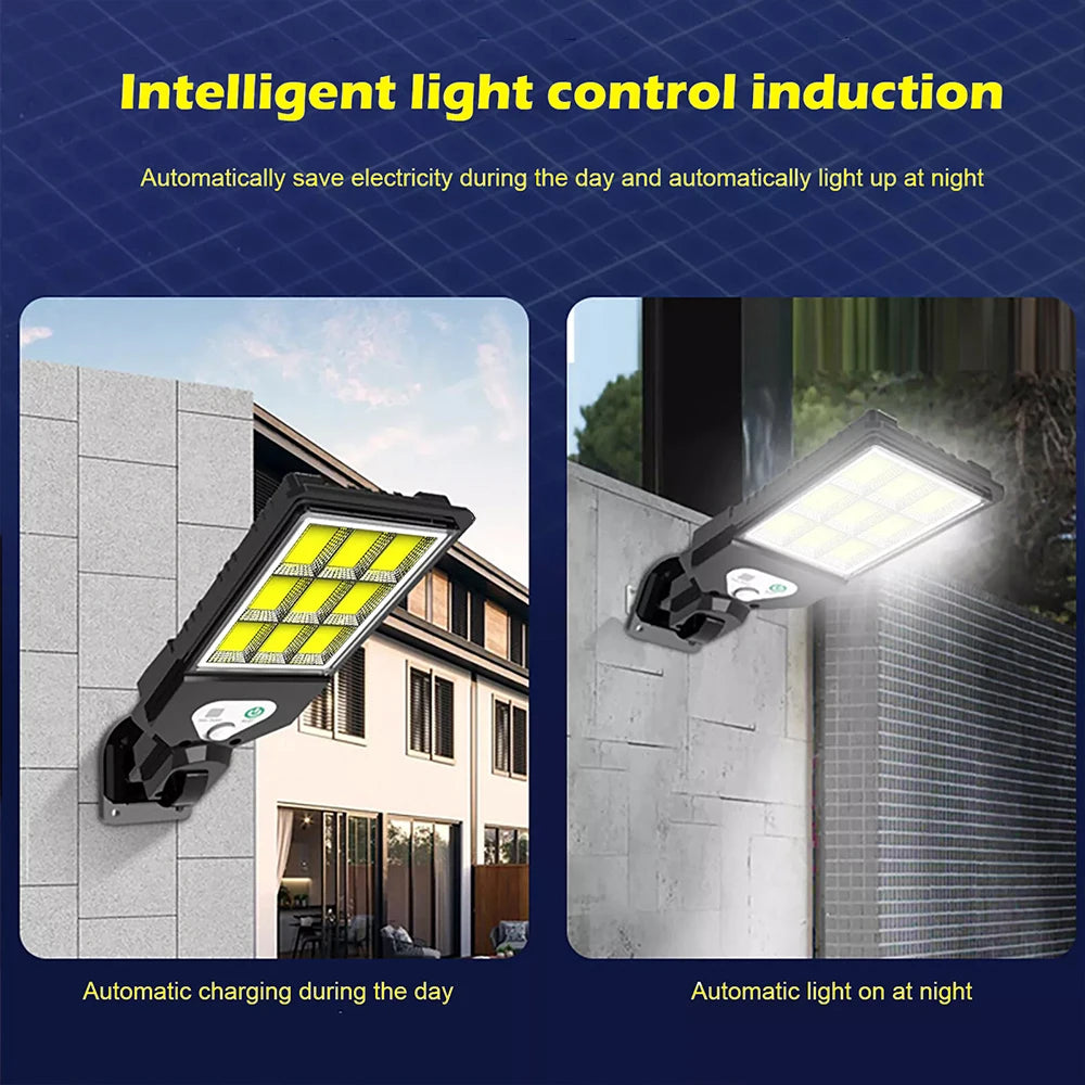 Solar Street Lights Outdoor Wireless Solar Security Wall Light Motion Sensor with 3 Lighting Modes for Porch Gutter Barn Garden