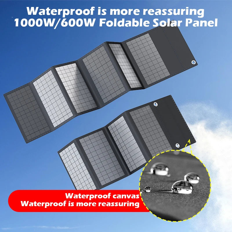2025 exclusive 1000W portable solar panel folding bag with USB+DC for outdoor hiking, camping, and mobile phone charging