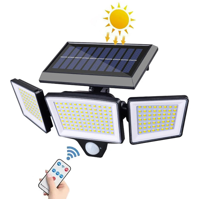 Solar Security Lights Outdoor with 3 Modes Motion Sensor Super Bright Wall Lamp 3 Head Street Light for Garden Yard Path Garage