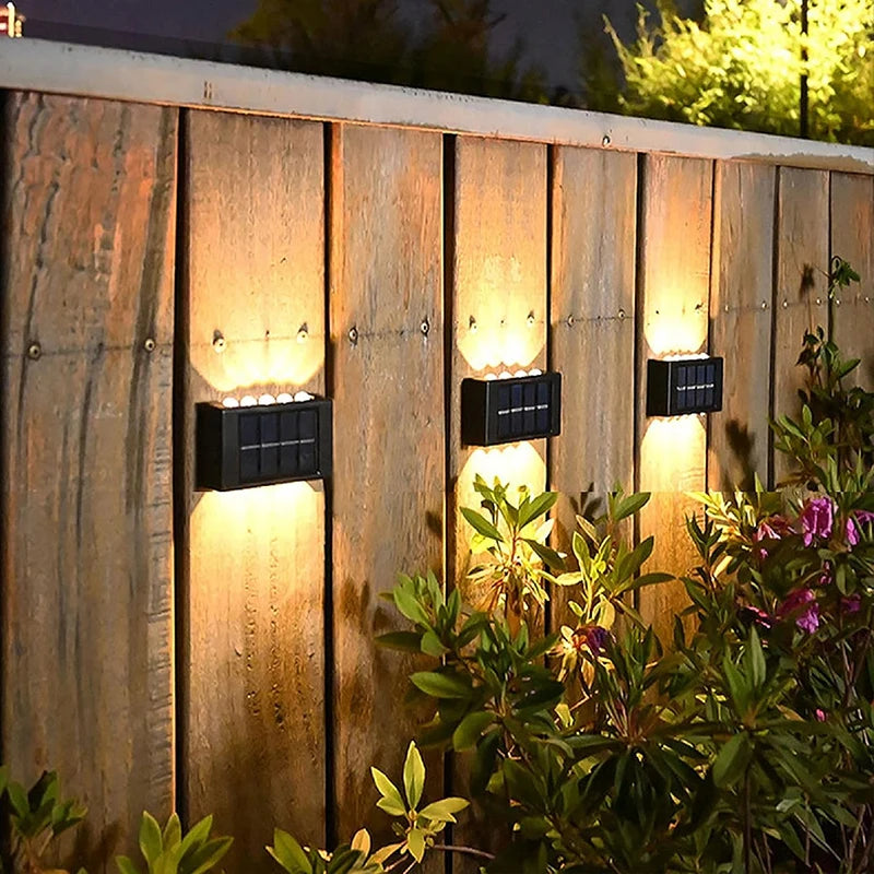 1~4Pack Solar Wall Lights Outdoor 16LED Waterproof Lamp Up And Down Convex Lens Lighting For Garden Landscape Balcony Decoration