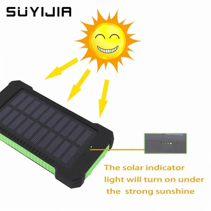 Fast Charging 20000mAh Portable Solar Power Bank External BatteryWaterproof Powerbank with SOS Flashlight Poverbank for Xiaomi