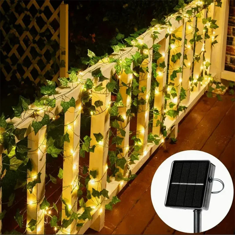 Solar Artificial Leaf LED String Lights Sunflower Maple Leaf Watermelon leaf Outdoor Light Up Garden Parterre Beach Decoration