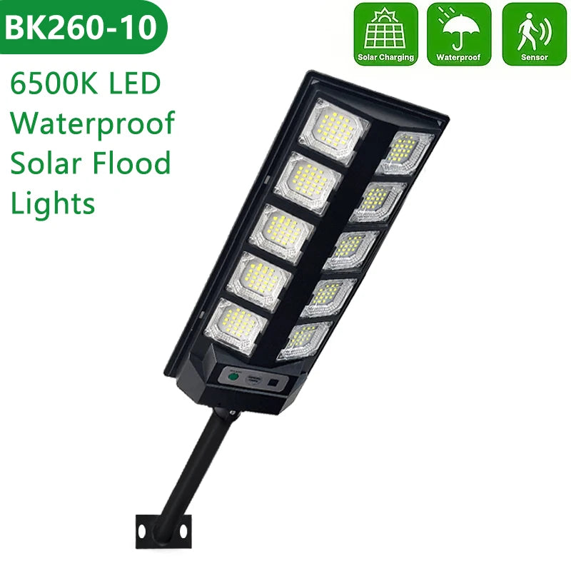 1Pc 10-Hole Solar Street Light, 6500K Solar Light Outdoor Dusk to Dawn, Outdoor Solar Safety Light with Motion Sensor and Remote Control, Suitable for Courtyard, Garage, Road, Outdoor Garden Lighting, Suitable for Small Diame