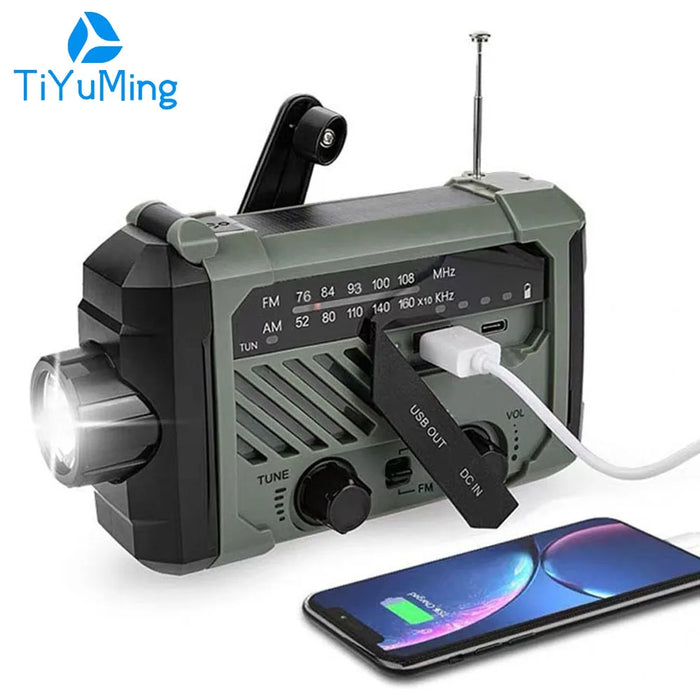 Emergency Solar Radio with Handle, Portable 3-Mode Flashlight SOS Siren Cell Phone Charger Camping Survival Gear and Supplies
