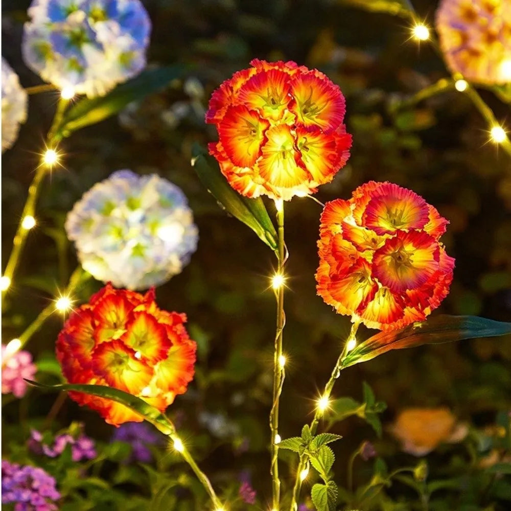 Waterproof Solar Flower Light Ground Mounted Warm light Simulation Flower Lamp with 3 Head Intelligent Light Sensing