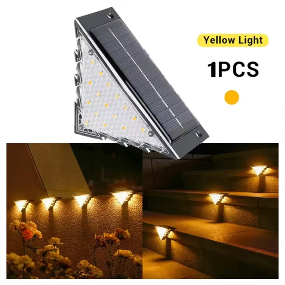 Automatic Operation Solar Powered Outdoor Solar Step Lights Triangle White/Warm Light Stair Lamp LED Waterproof Deck Lights Path