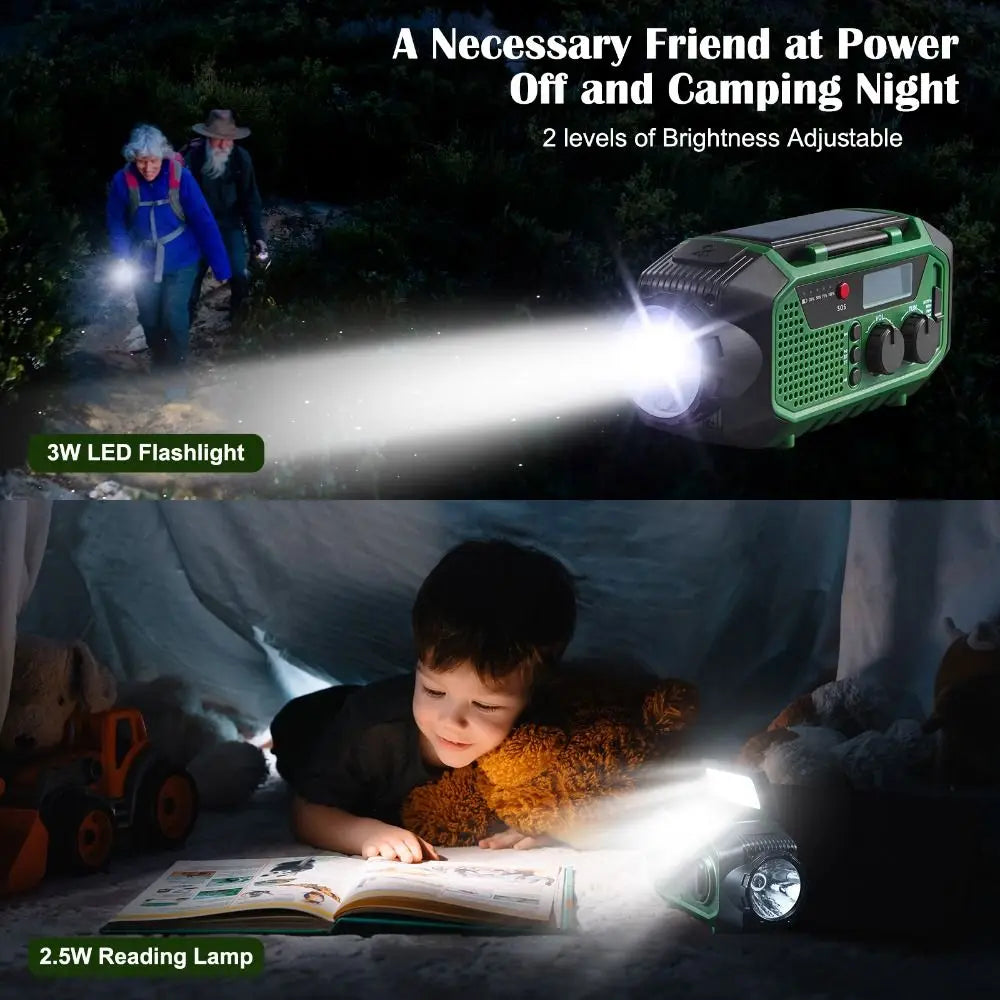 USB Charger Solar Power Emergency Radio with Flashlight SOS Alarm AM/FM/WB Radio Power Bank Multifunctional Bluetooth Speaker