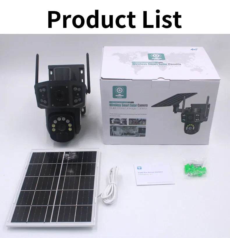 4G sim solar camera,4K dual lens, 10X,outdoor security network camera,wireless WIFI solar closed-circuit television,V380