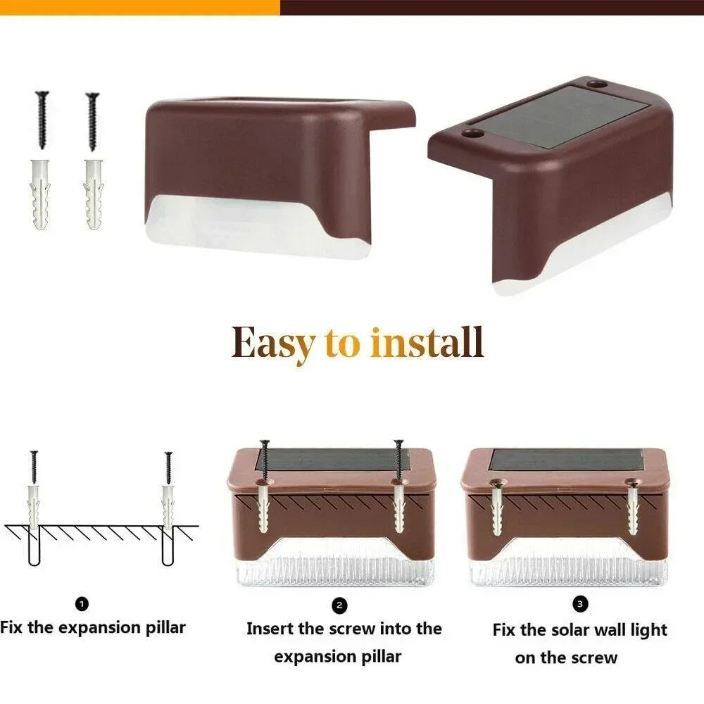 4/8/12 Pcs Solar Fence Lamp Outdoor LED Lighting Garden Fence Decoration Illumination for Courtyard Stairs or Exterior Wall