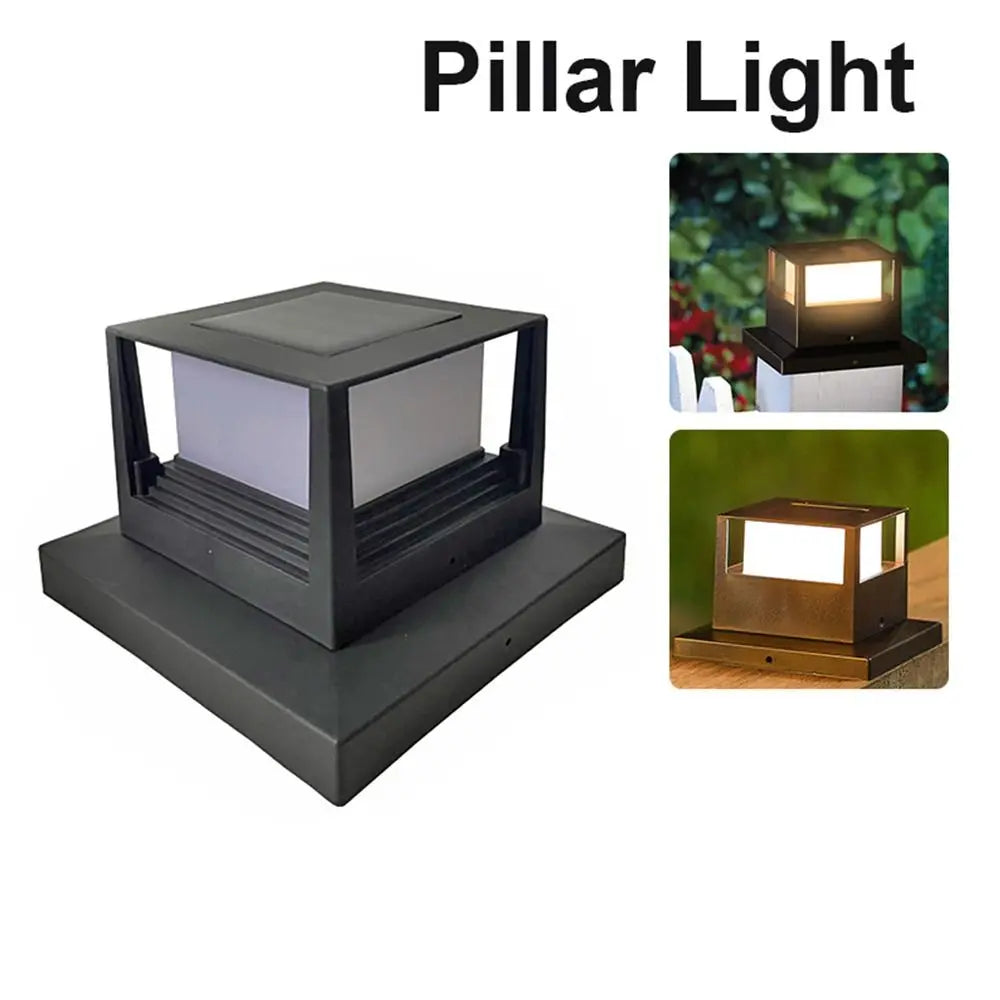 Warm/White light Square Fence Gate Pillar Lamp Waterproof Solar Powered Fence Post Light LED Lighting Solar Column Light Wall