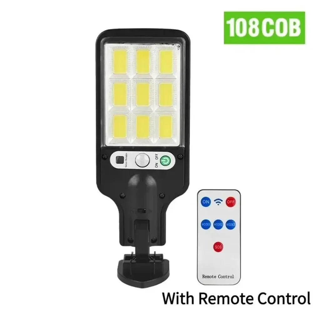 Solar Street Lights Outdoor 108COB LED Solar Wall Lamp With 3 Lighting Mode Motion Sensor Security for Garden Patio Path Yard