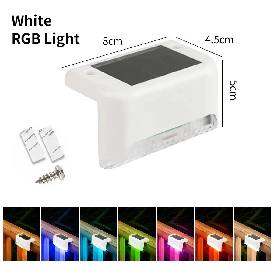 1-8 Pack Led Solar Step Lights Outdoor Fence Garden Lamp for Stairs Yard Patio Pathway Deck 3 Colors Waterproof RGB Sunlight