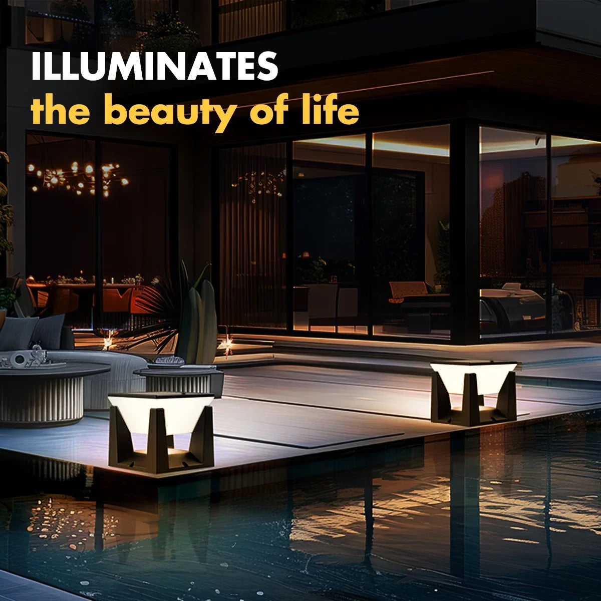 Solar Pillar Lights for Fence Garden Waterproof Landscape Column Lighting Modern LED Solar Cap Lamp for Flat Surfaces Lighting