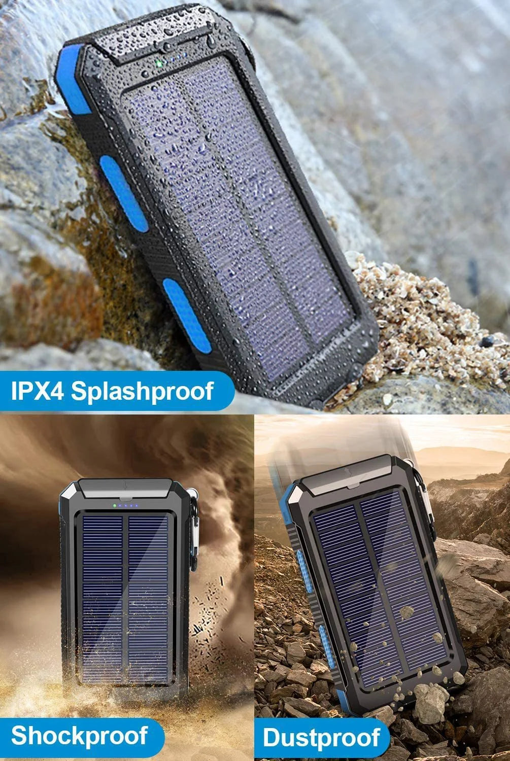 Xiaomi Solar Power Bank 50000mAh Portable Charging Poverbank External Battery Charger Strong Light LDE Light for iphone Huawei