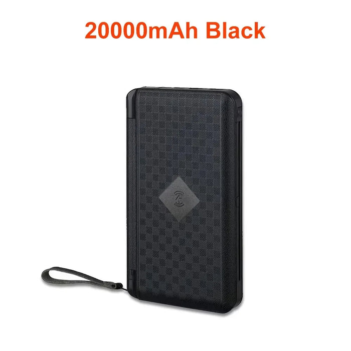 Solar Power Bank 20000mAh Qi Wireless Charger 3 Solar Panel Folding Powerbank for iPhone 16 15 14 13 12 Huawei Xiaomi Poverbank