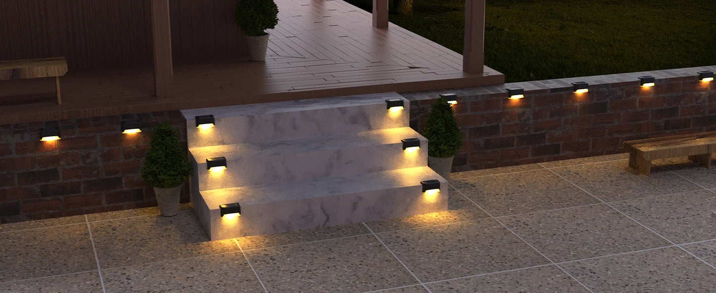 Solar Step Deck Fence Lights Outdoor Waterproof Led Path Light for Patio Stairs Garden Pathway Step Fences Outside Solar Lamp