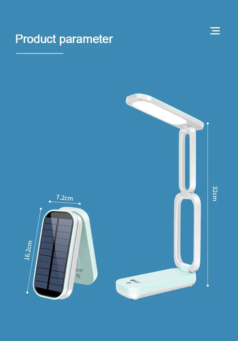 Foldable Solar Powered Desk Lamps and USB Rechargeable Eye Protection Reading Lights Room Bedside Dimmable Desk Night Lighting