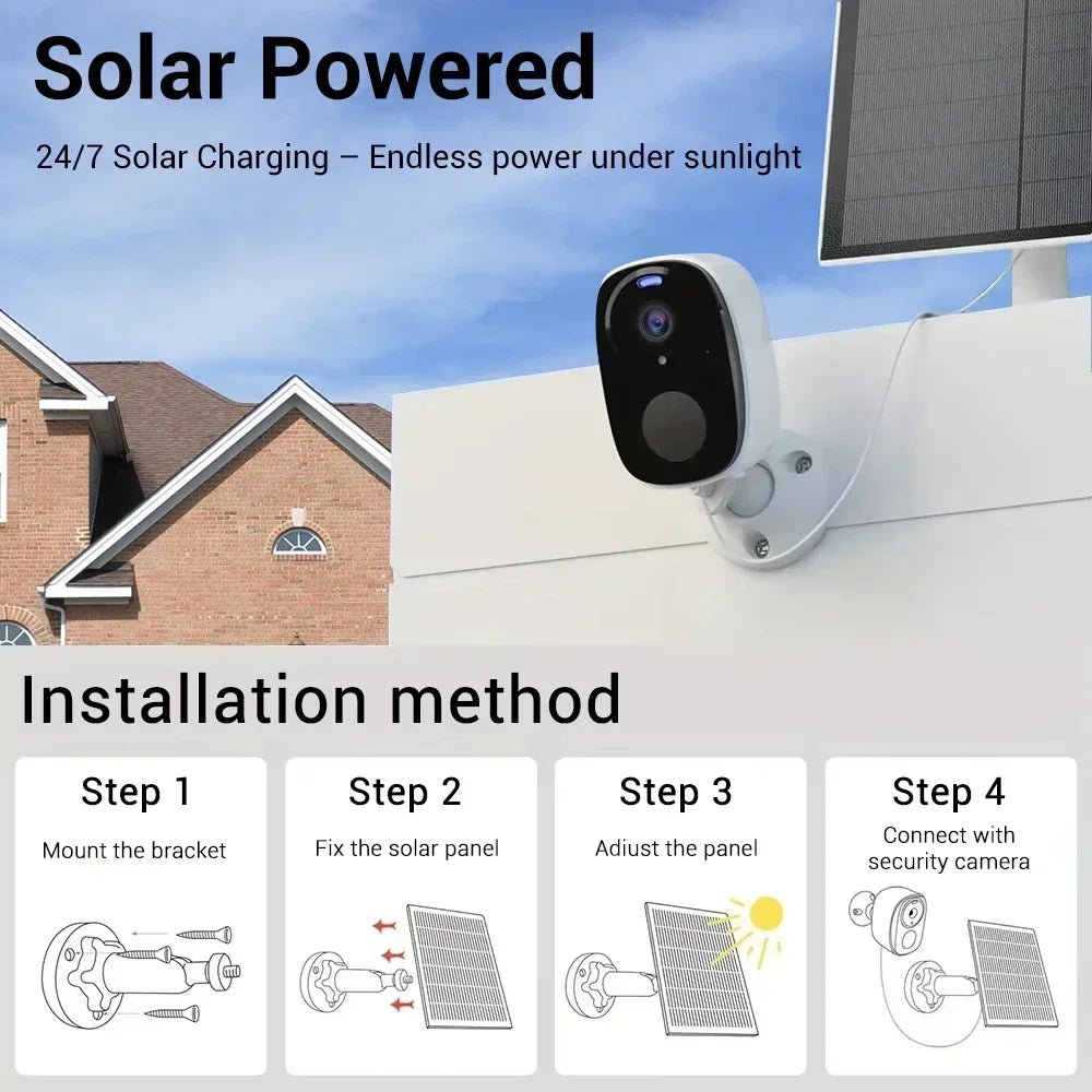 4G Solar Surveillance Camera Wireless Outdoor 2K 5MP Battery Powered Security Camera Spotlight Siren 2-Way Audio Waterproof