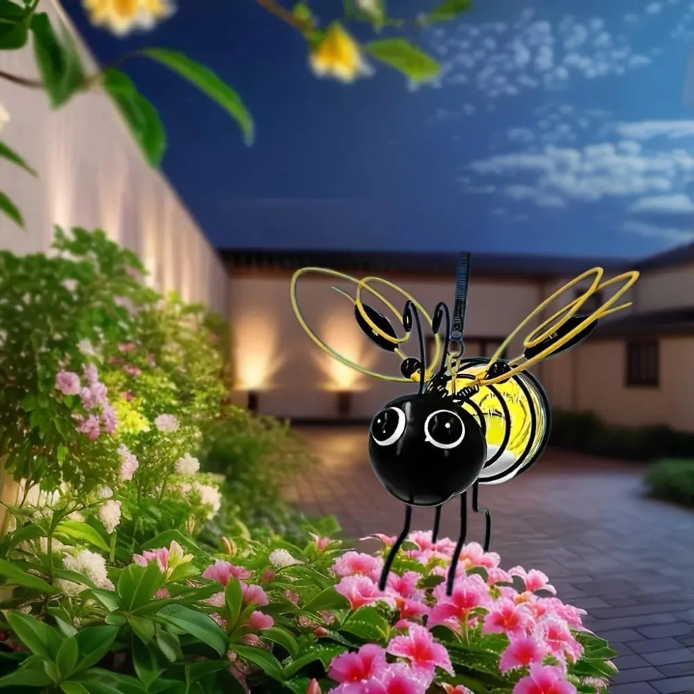 Solar Bees Lights Outdoor 2025 , Christmas, Yard, Patio, Porch (yellow-2pcs)