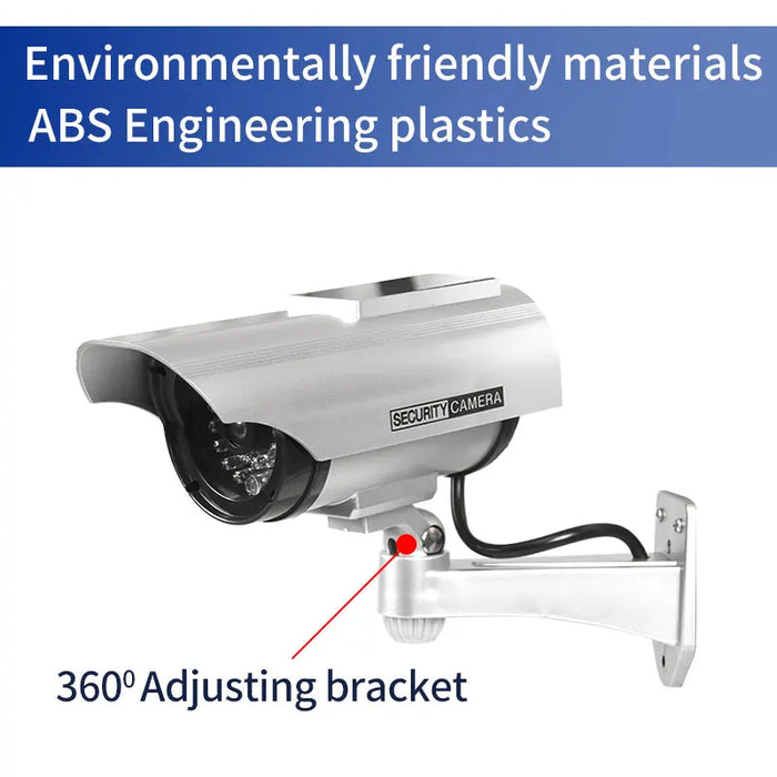 Solar Power Dummy Fake Security Camera, Anti-Theft Surveillance Camera with Flashing LED Light Outdoor Waterproof Bullet Shape