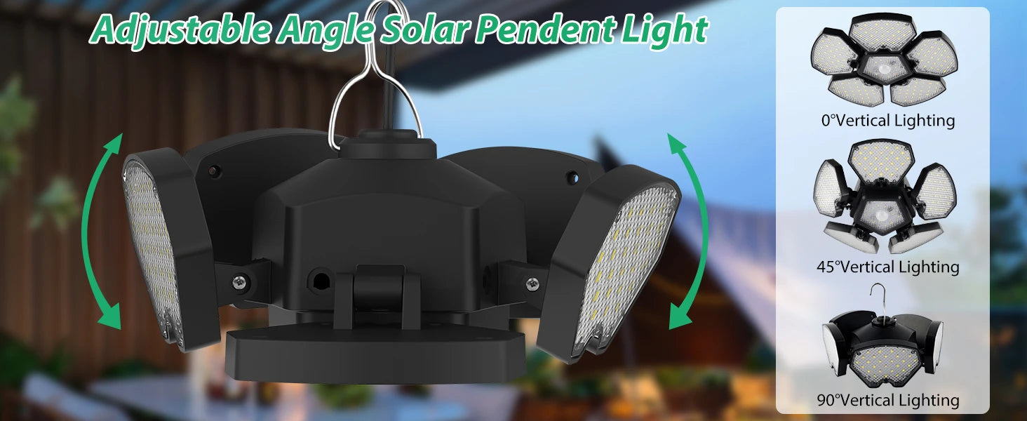 Solar Shed Light Indoor Outdoor Garage Balcony Motion Sensor Pandent Lights 156LEDS Waterproof Courtyard Security hanging Lamp