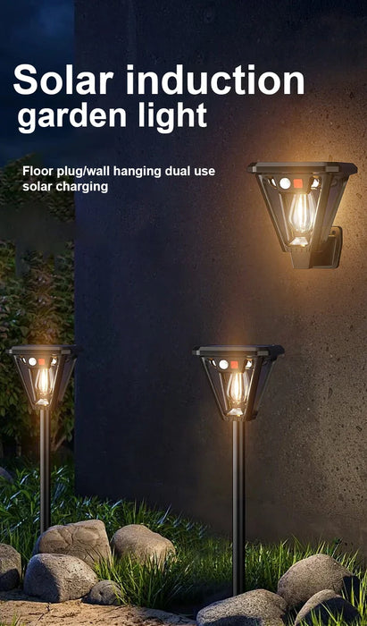 Solar Motion Sensor Light Outdoor LED Waterproof Lawn Street Garden Villa Porch Wall Mounted and Plug-in Dual-Purpose Camping