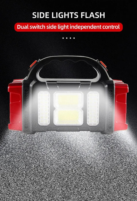 Solar Powered Rechargeable LED Multifunctional Portable Light USB Dual Light Source Outdoor Searchlight Camping Light Strong Fla