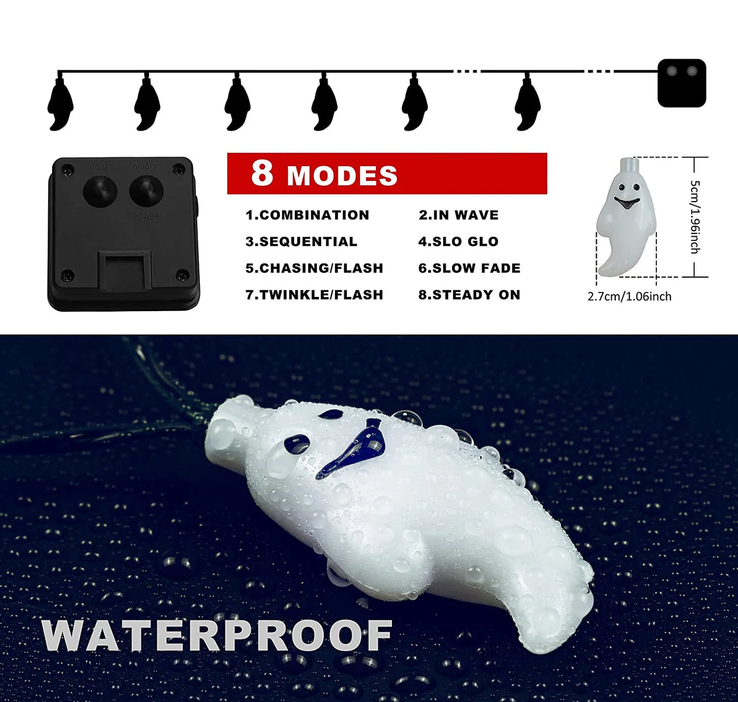 Solar Ghost Light Halloween Christmas Decoration Ghost String Led Lamp Sun Outdoor 100 LED for Waterproof Garland Party Decor