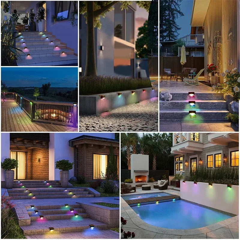 4Pack Solar Deck Lights LED Waterproof Outdoor Solar Powered Warm LED Step Lights for Decks Stairs Patio Yard Garden Decor Fence