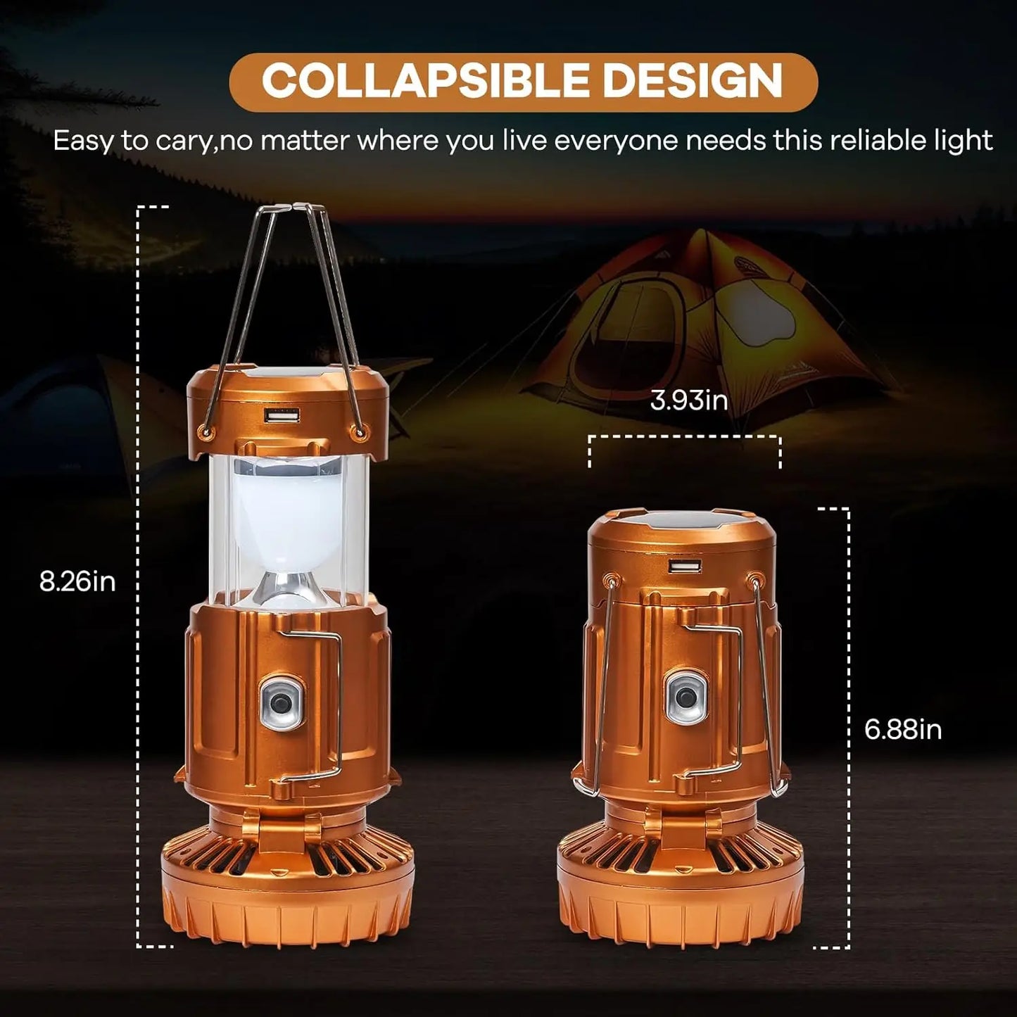 Solar Camping Lantern with Fan USB Rechargeable Camping Fans Outdoor Waterproof Charging Light for Outage Tent Camping Treking