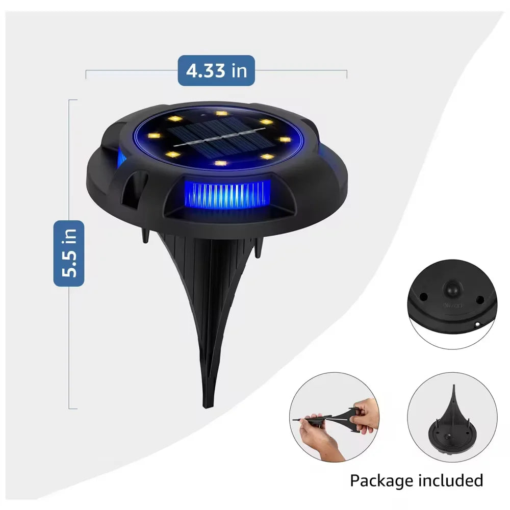 Super Bright Solar Powered Ground Lamp Outdoor Patio Light Waterproof Garden Lawn Decorative Stairway Step Lamp Night Light