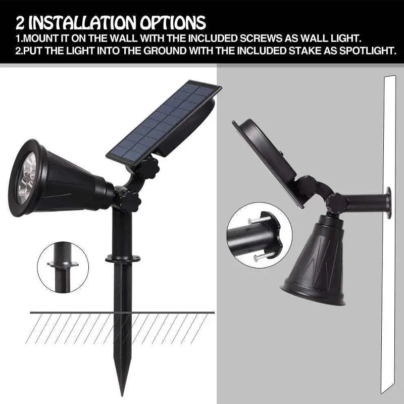 9 LED Solar Spot Lights Outdoor Waterproof Solar Power Garden Stake Lights Brightness Adjustable for Walkway,Lawn,Driveway Backy