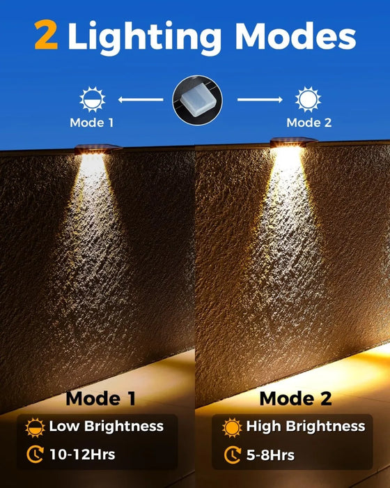 2 Pack Solar Wall Lights 4 LED Solar Fence Lights Outdoor Waterproof Solar Deck Lights Wall Lights for Fence Post Yard Pathway