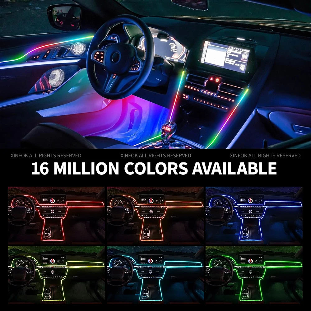110cm APP Control Car Ambient Lights LED Interior RGB Symphony Atmosphere Light Acrylic Strips Dashboard Decoration Sunroof