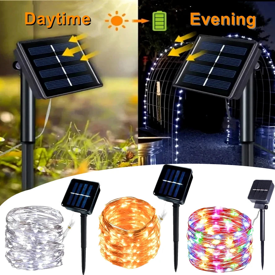 32/22M Solar String Lights Outdoor Waterproof Fairy Garland Lights 300LED 8 Modes Christmas Party Garden Patio Wedding Decor
