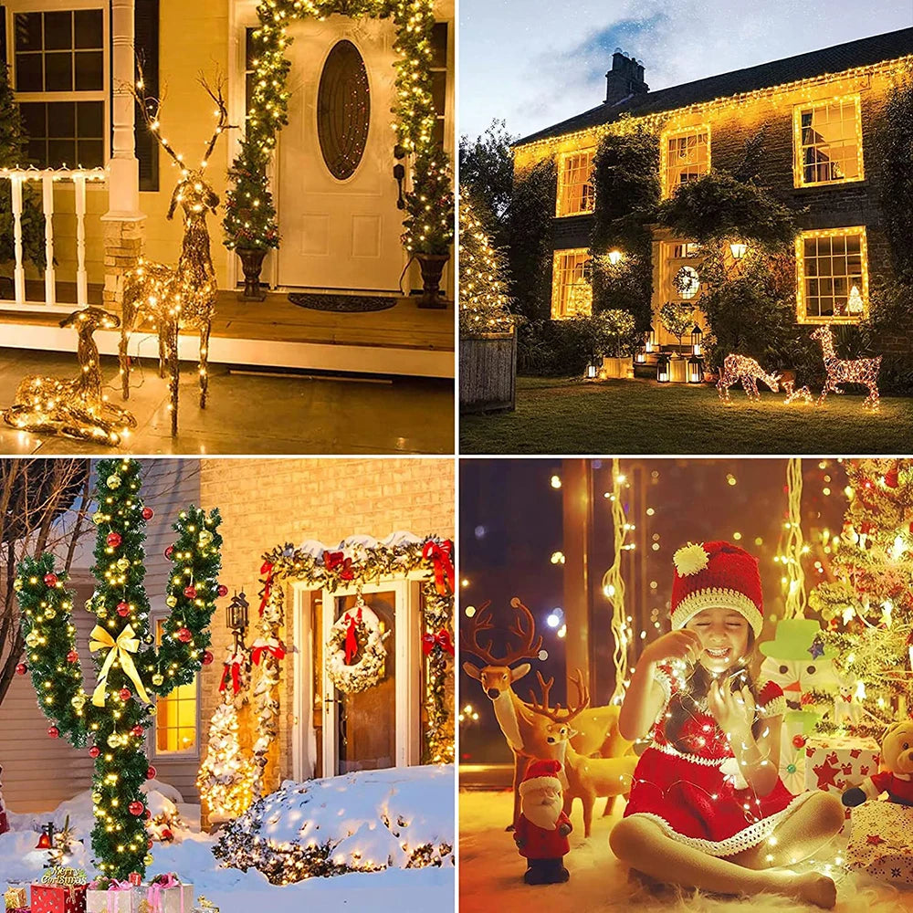 Solar Christmas String Lights Outdoor Waterproof 400LED Fairy Light for Outside Yard Tree Patio Garden Wedding Christmas Decor