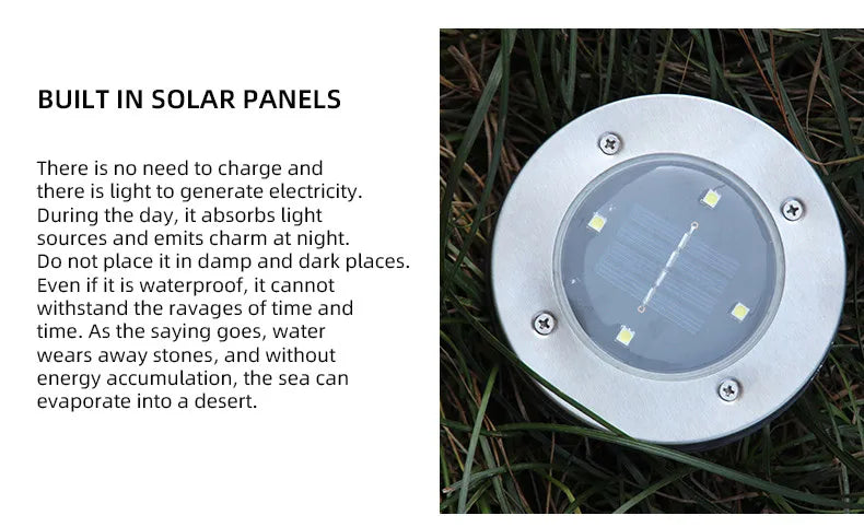 4PCS Solar LED Floor Lamp 4LED/8LED Outdoor Lawn Light Waterproof Underground Lamps for Lawn Decoration Garden Terrace Courtyard