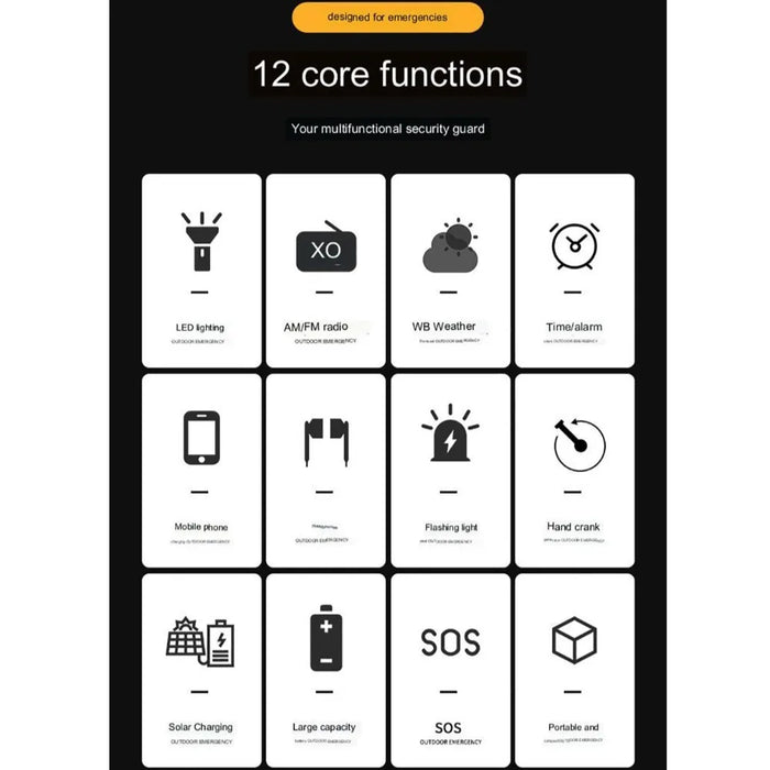 2000mAh Solar Emergency Radio Hand Crank AM FM NOAA Portable Weather Radio Phone Charger Power Bank SOS Outside Radio Universal